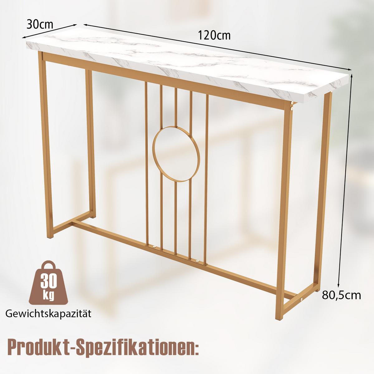 KONSOLENTISCH Weiß - Weiß, Holzwerkstoff (30/120/80.5cm) - COSTWAY