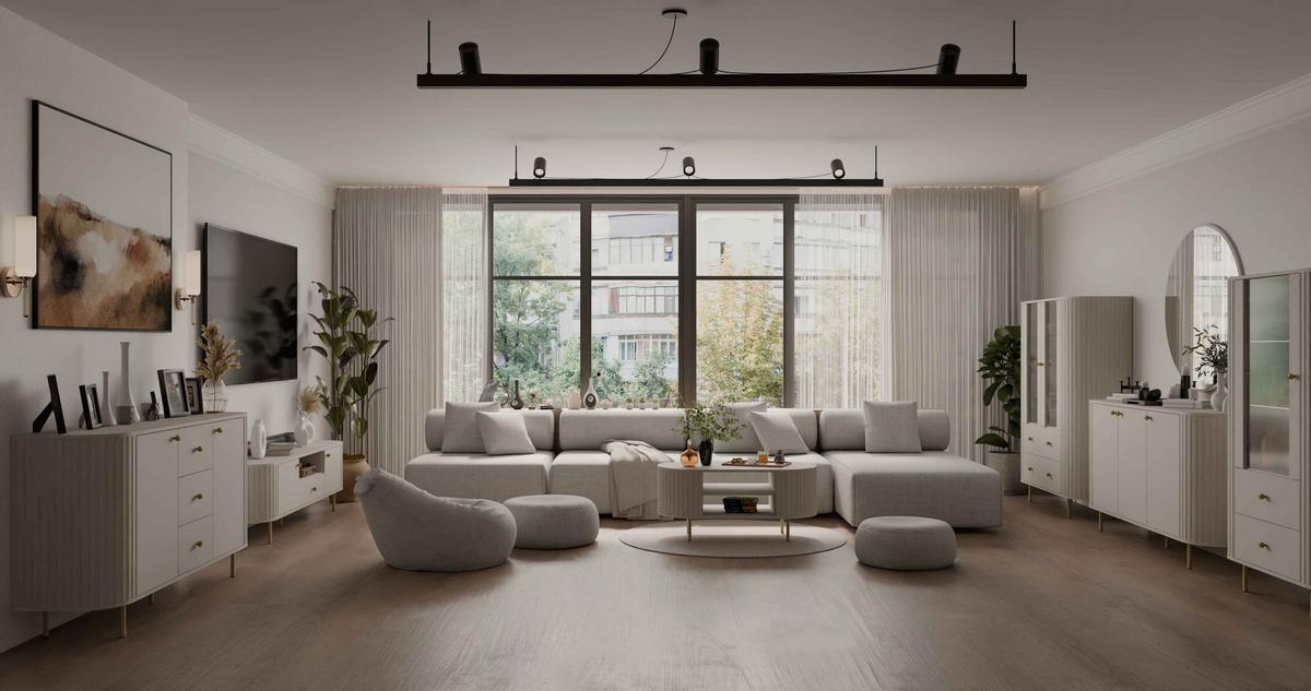 KOMMODE BOLLA 164,4/85,4/42,3cm mit 3 Schubladen 2 Türen Beige - Beige, Holzwerkstoff (164.4/85.4/42.3cm) - MASSENO