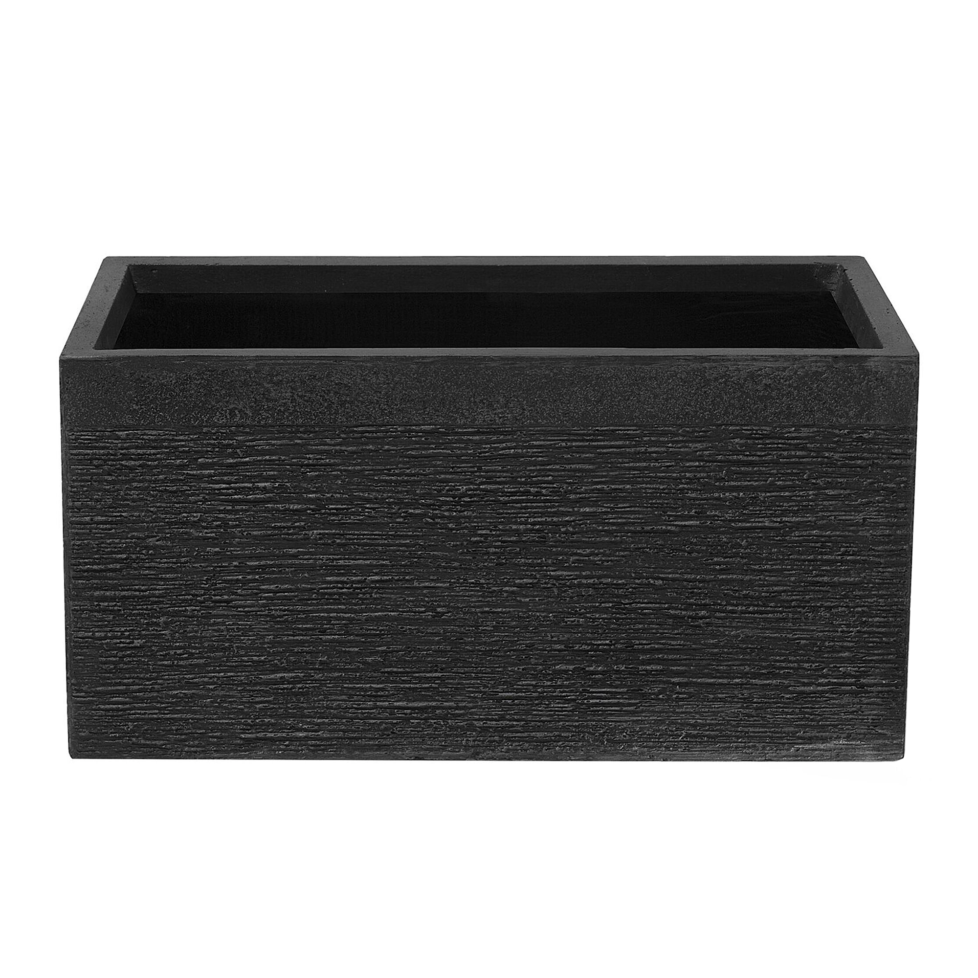 BLUMENTOPF schwarz rechteckig 60/29/30 cm Myra - Schwarz, Naturmaterialien (30cm) - Beliani