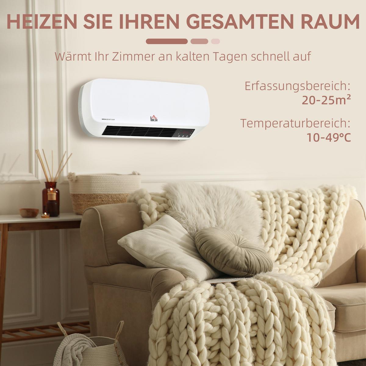 HEIZLÜFTER ABS Kunststoff Weiß - Weiß, Kunststoff (18.6/11.5/45cm) - HOMCOM