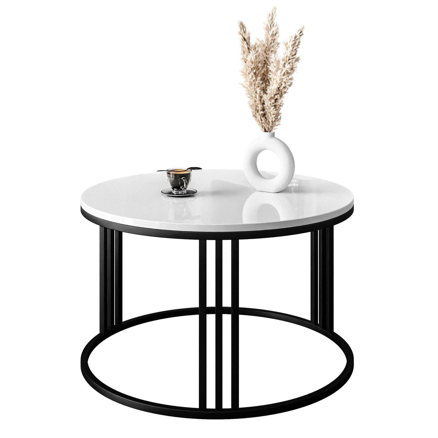 COUCHTISCH LORI Hochglanz - Schwarz/Weiß, Holzwerkstoff (70/70/48cm) - Lookway