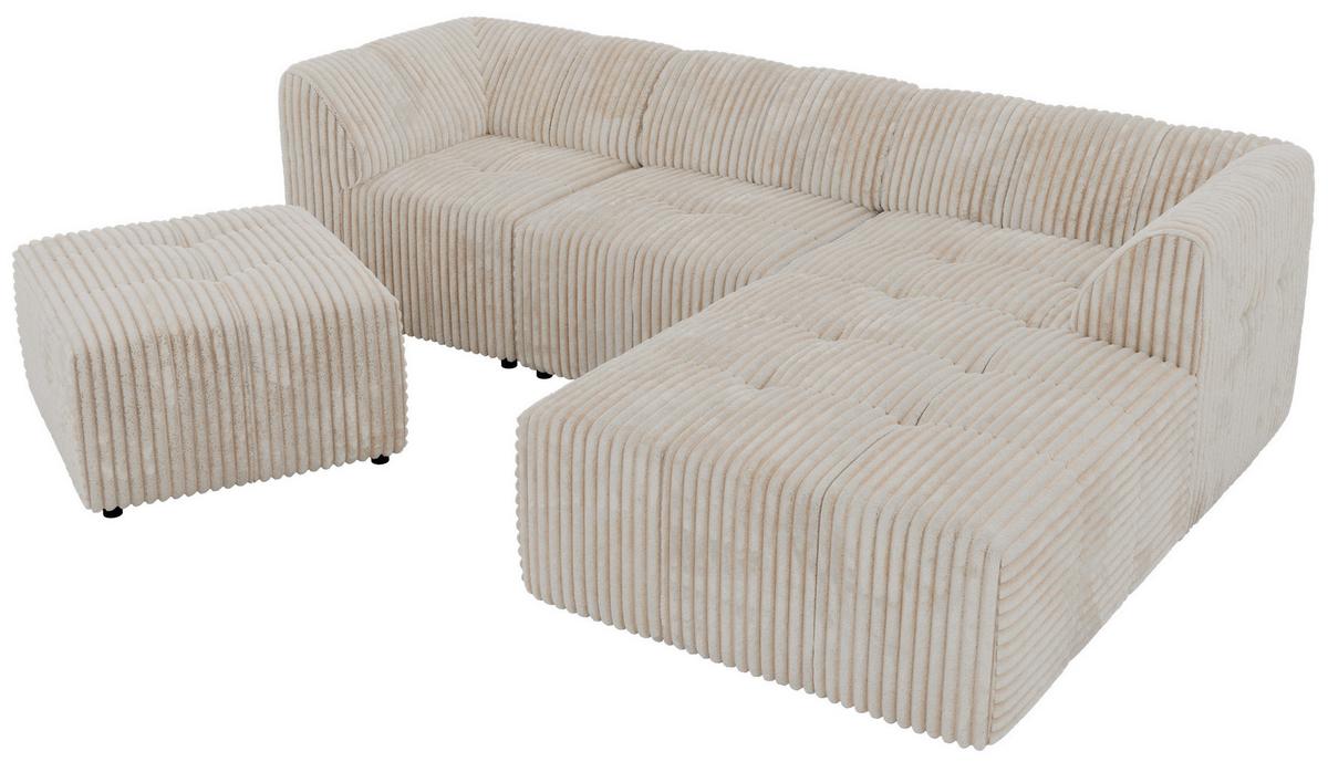 ECKSOFA VORITA L 4M - Beige Cord - Rechts Seite - Beige/Creme, Kunststoff/Textil (176/267cm) - MKS