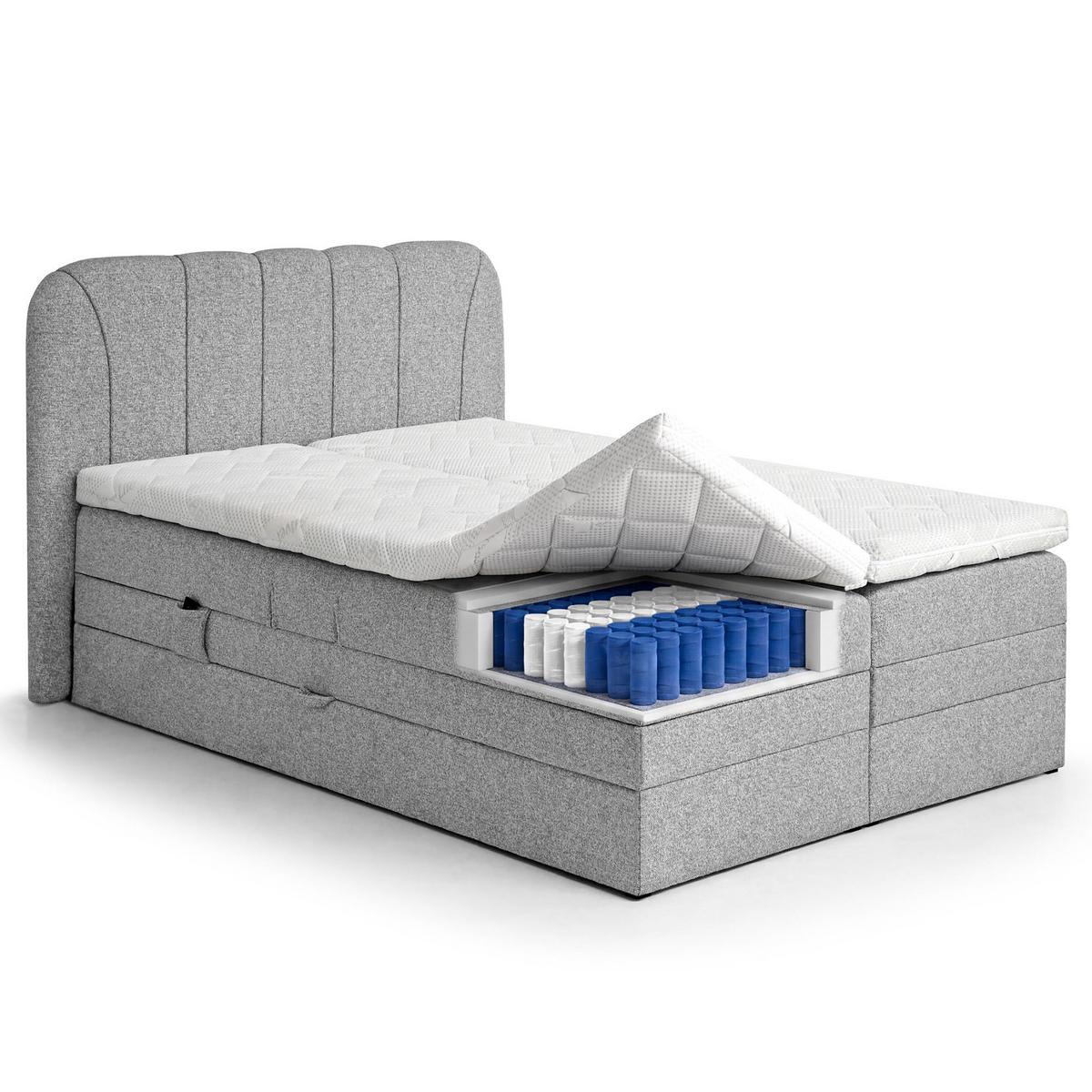 BOXSPRINGBETT Romeo mit elektrischer Matratzenverstellung, 160x200 cm, Grau - Grau, Textil (160/200cm) - Beautysofa
