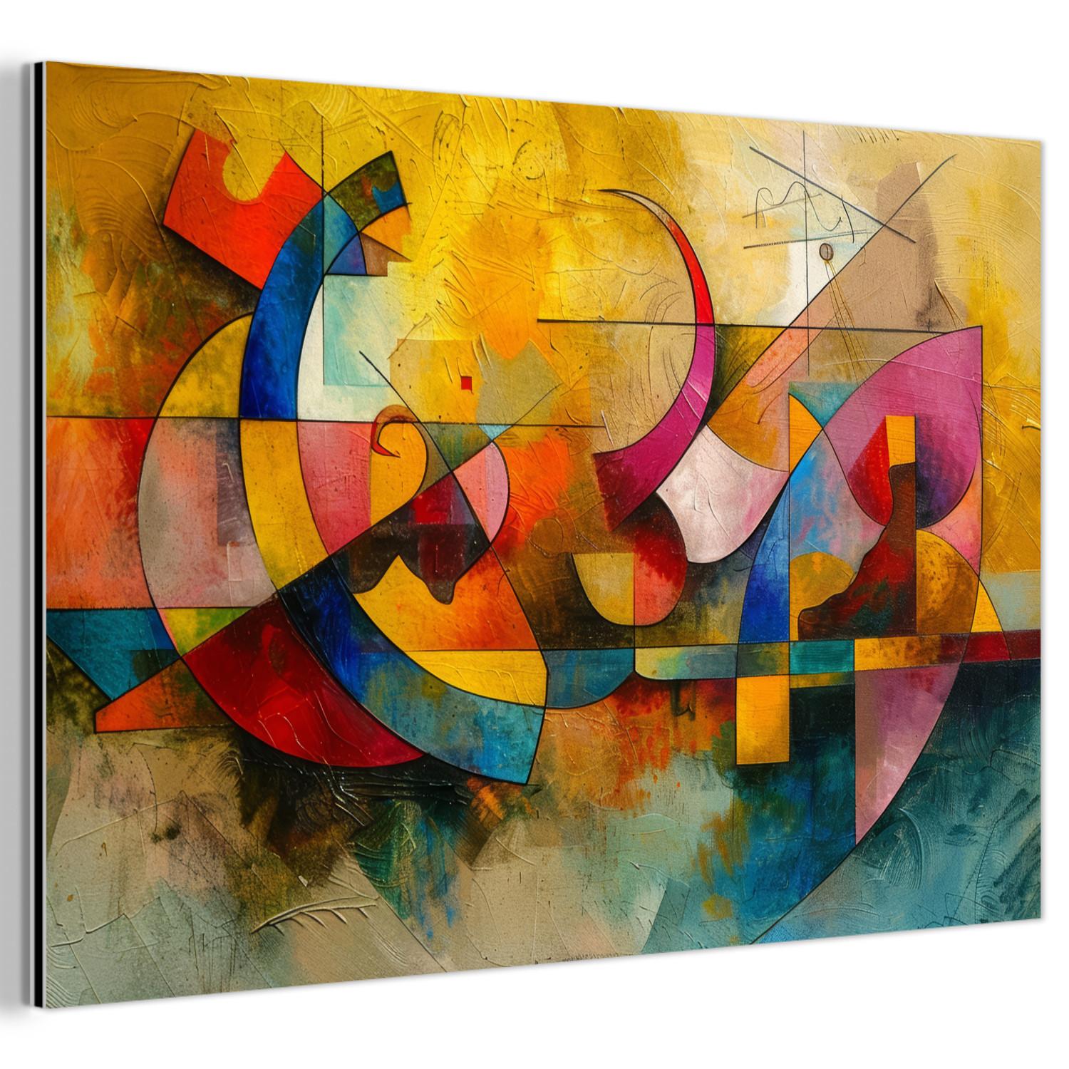 METALLBILD Kunst - Abstrakt - Modern Deko Groß 120x80 cm - Gelb, Metall (120/80cm) - MuchoWow