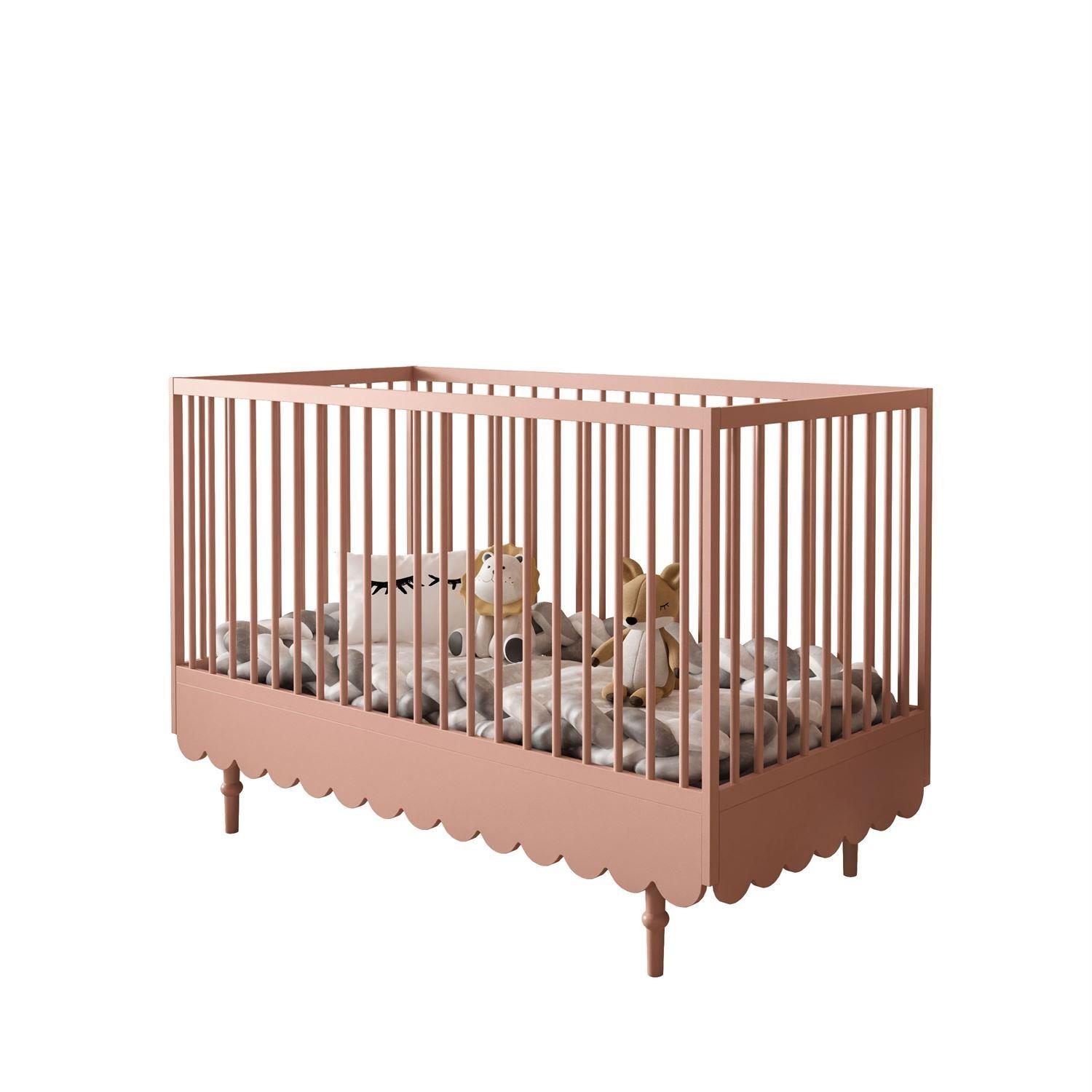KINDERBETTCHEN BABUSHKA mit Matratze, Natürlich Rosa - Rosa, Holzwerkstoff