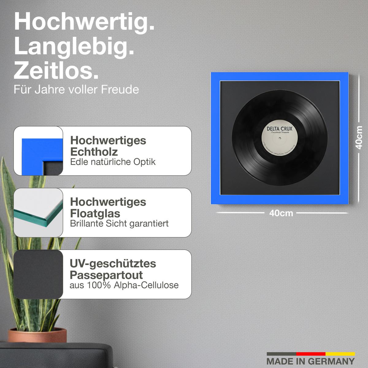 SCHALLPLATTEN BILDERRAHMEN 40/40 2er Set - Blau, Holz (40/40cm) - K-Möbel