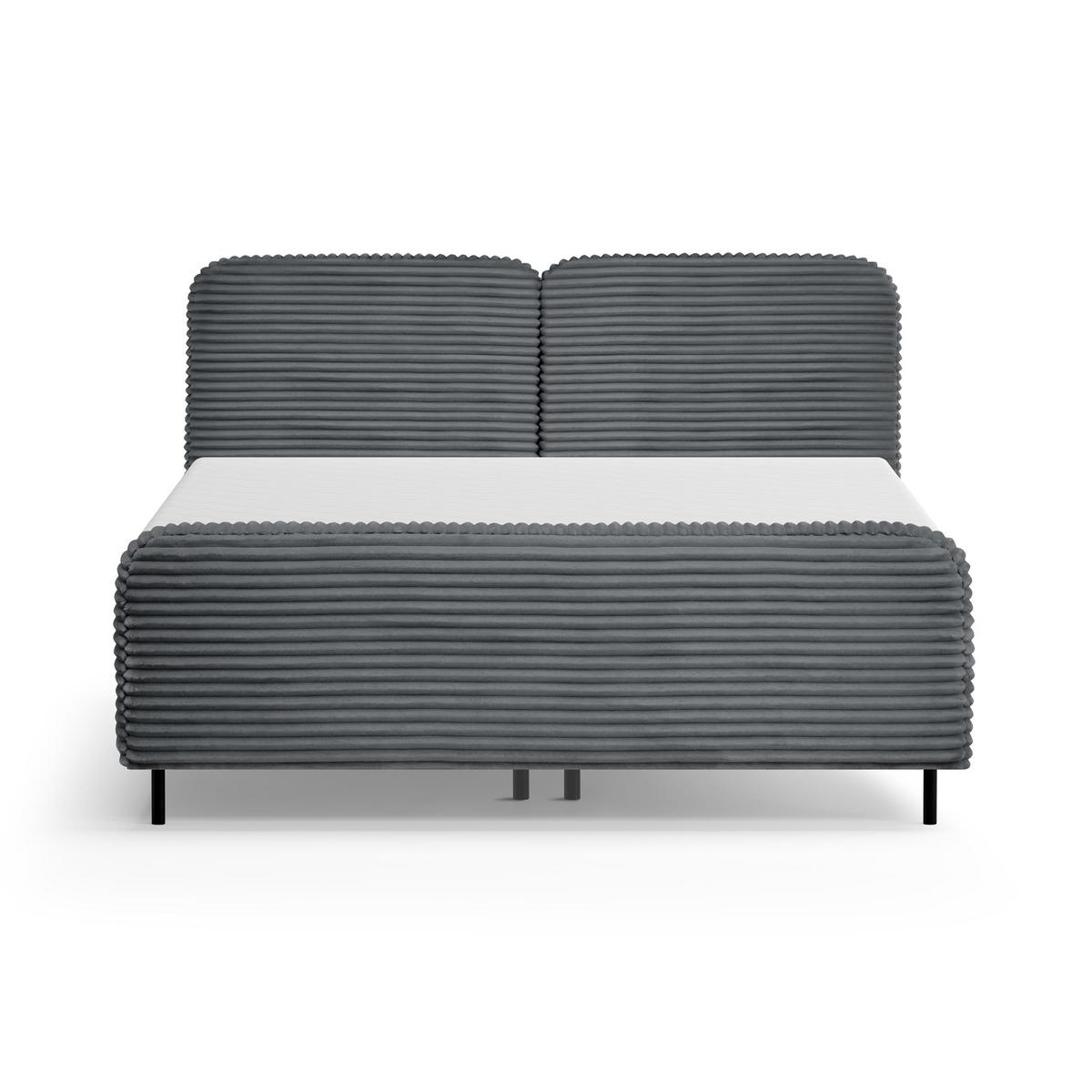 POLSTERBETT Lea mit Matratze und Topper, 160x200, Dunkelgrau - Dunkelgrau/Schwarz, Textil (160/200cm) - Beautysofa
