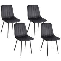 ESSZIMMERSTUHL 4er-Set Samtstoff Schwarz Kalispell - Schwarz, Textil (45/88/62cm) - Beliani