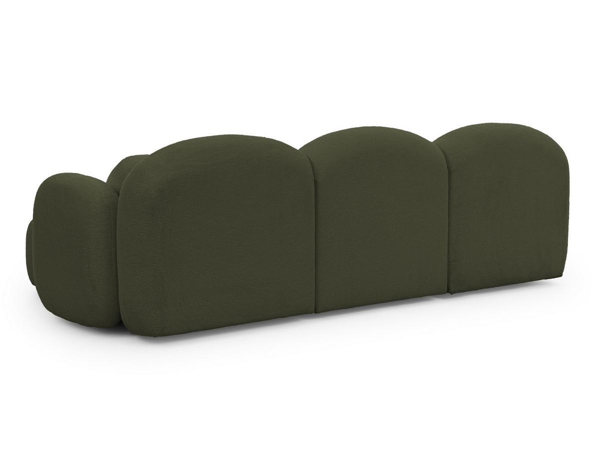 ECKSOFA Nuvola mit abgerundetem Design Grün Bouclé-Stoff - Ottomane Rechts - Schwarz/Grün, Holz/Kunststoff (268/146cm) - S-Style Möbel