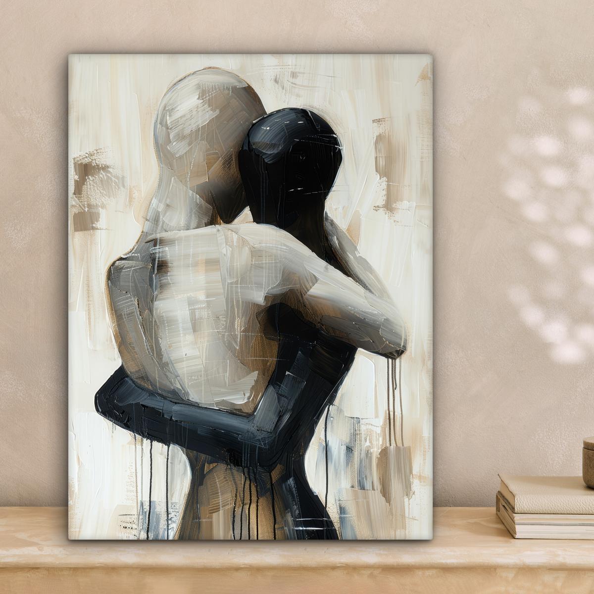LEINWANDBILD Abstrakt - Liebe - Schwarz und weiß - Modern Room Decor 30x40 cm - Schwarz, Textil (30/40cm) - MuchoWow