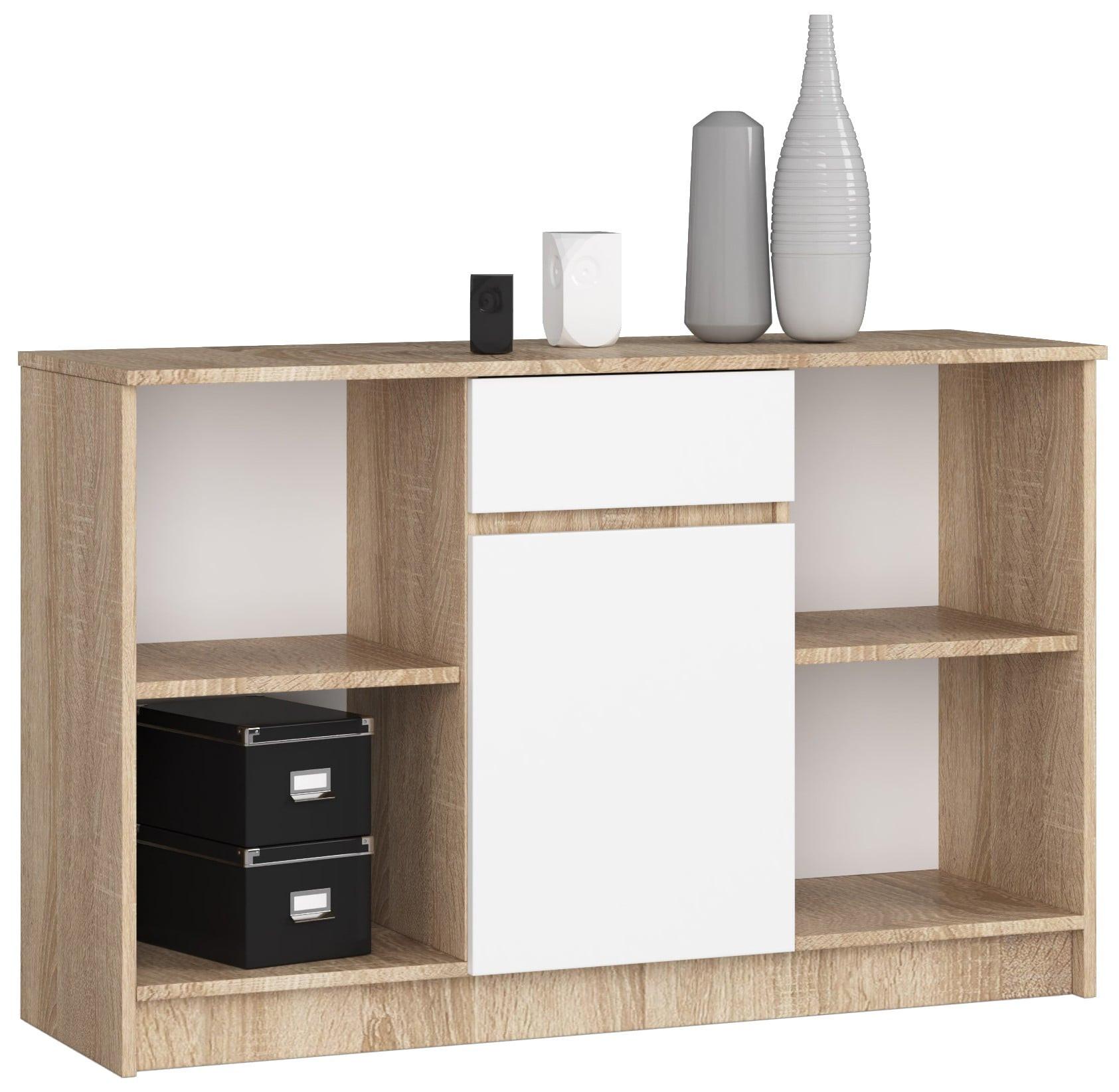 KOMMODE Eiche Sonoma, Weiß 77/120/40 - Weiß, Holzwerkstoff (120/77/40cm) - RAUMHIRSCH FURNITURE