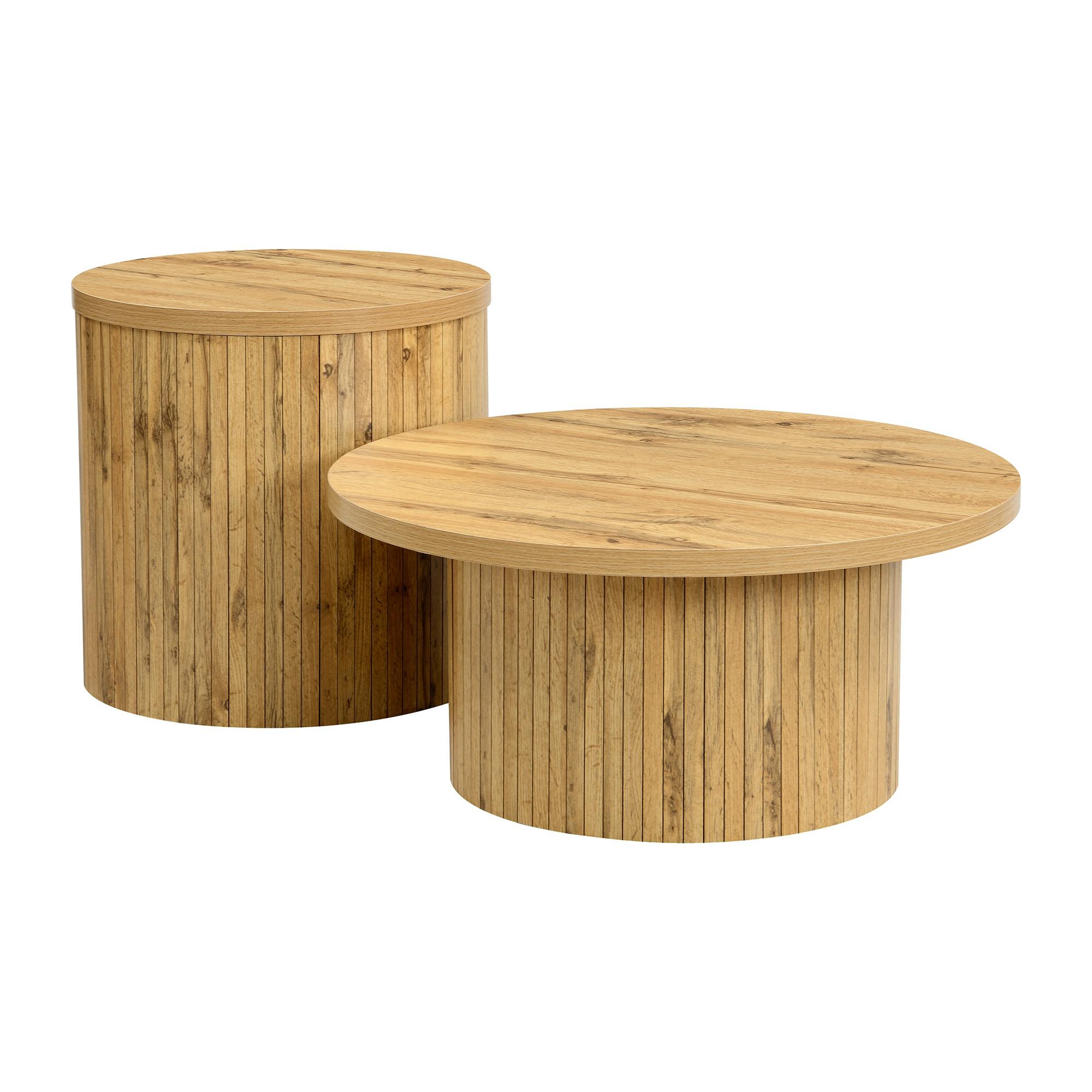 COUCHTISCH-SET Rund Ø75/50 cm Naturholzoptik im Skandi-Design - Naturfarben, Holzwerkstoff (75/75/36cm) - Urban Meuble