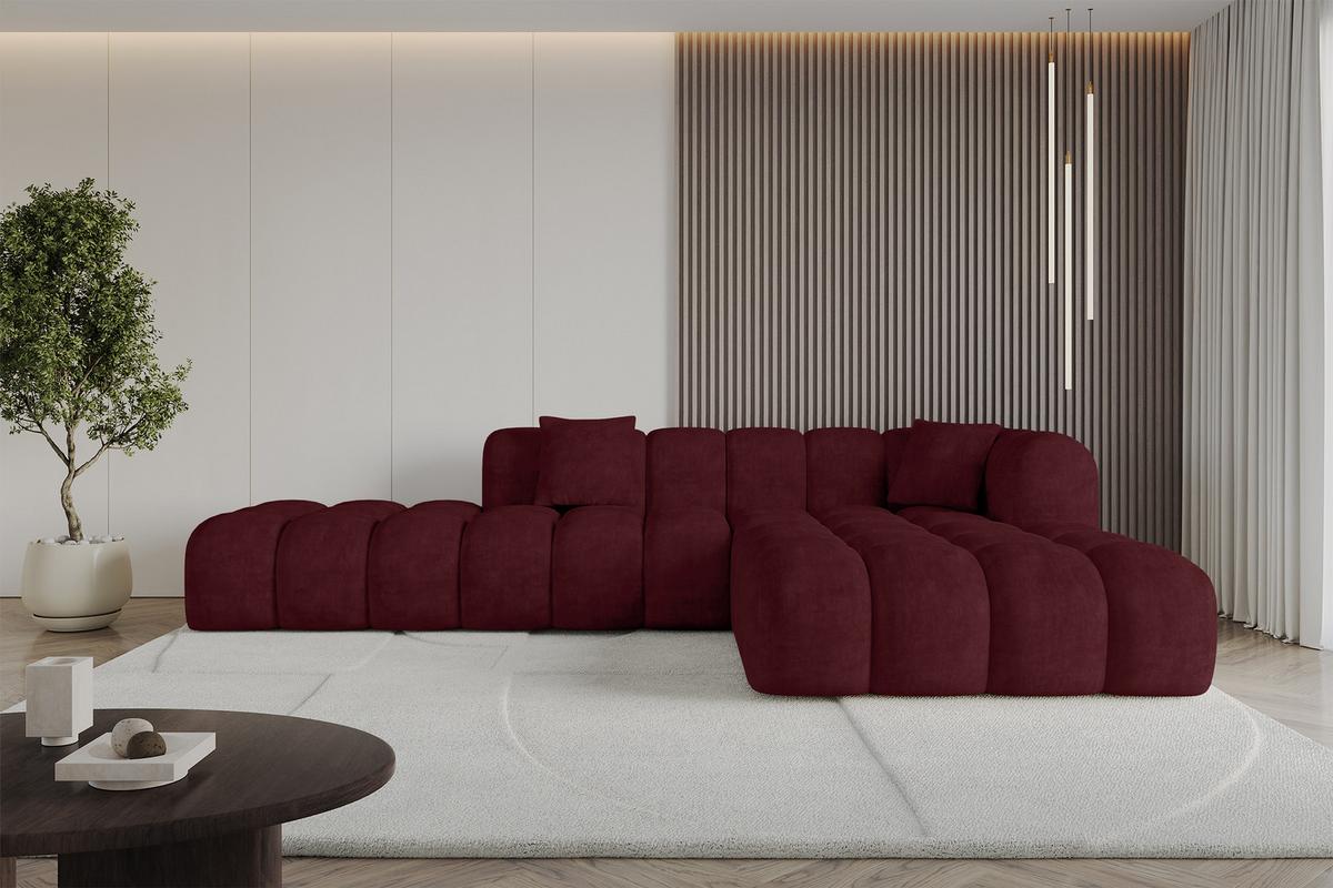 ECKSOFA Ottomane Rechts OLEA-L2 - 289x176x71 cm Bordeaux - Bordeaux/Schwarz, Holzwerkstoff/Kunststoff (289/176cm) - ALTDECOR