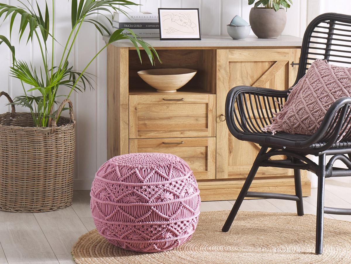 POUF Rosa 40/40/40 cm Kayseri - Pink, Naturmaterialien/Textil (40/40/40cm) - Beliani