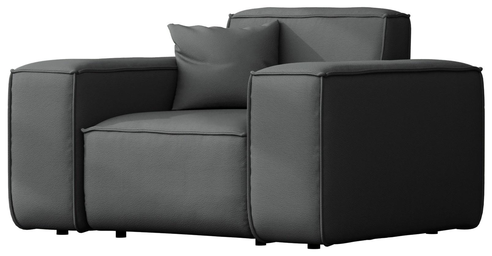 GARTENSESSEL Lorento Outdoor Polster-Loungesessel, Dunkelgrau Kunstleder 121/73/92 cm - Dunkelgrau, Textil (121/73/92cm) - WFL GROUP