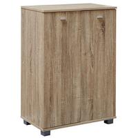 SCHUHSCHRANK Holz mit 4 Fächern und 2 Türen, Sonoma 60x35x90 cm - Beige/Grau, Kunststoff (60/90/35cm) - KADIMA DESIGN