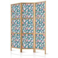 PARAVENT Japanischer 3-tlg 135x172 cm Bunte Fische - Blau, Holz/Textil (135/172/3cm) - Muralo