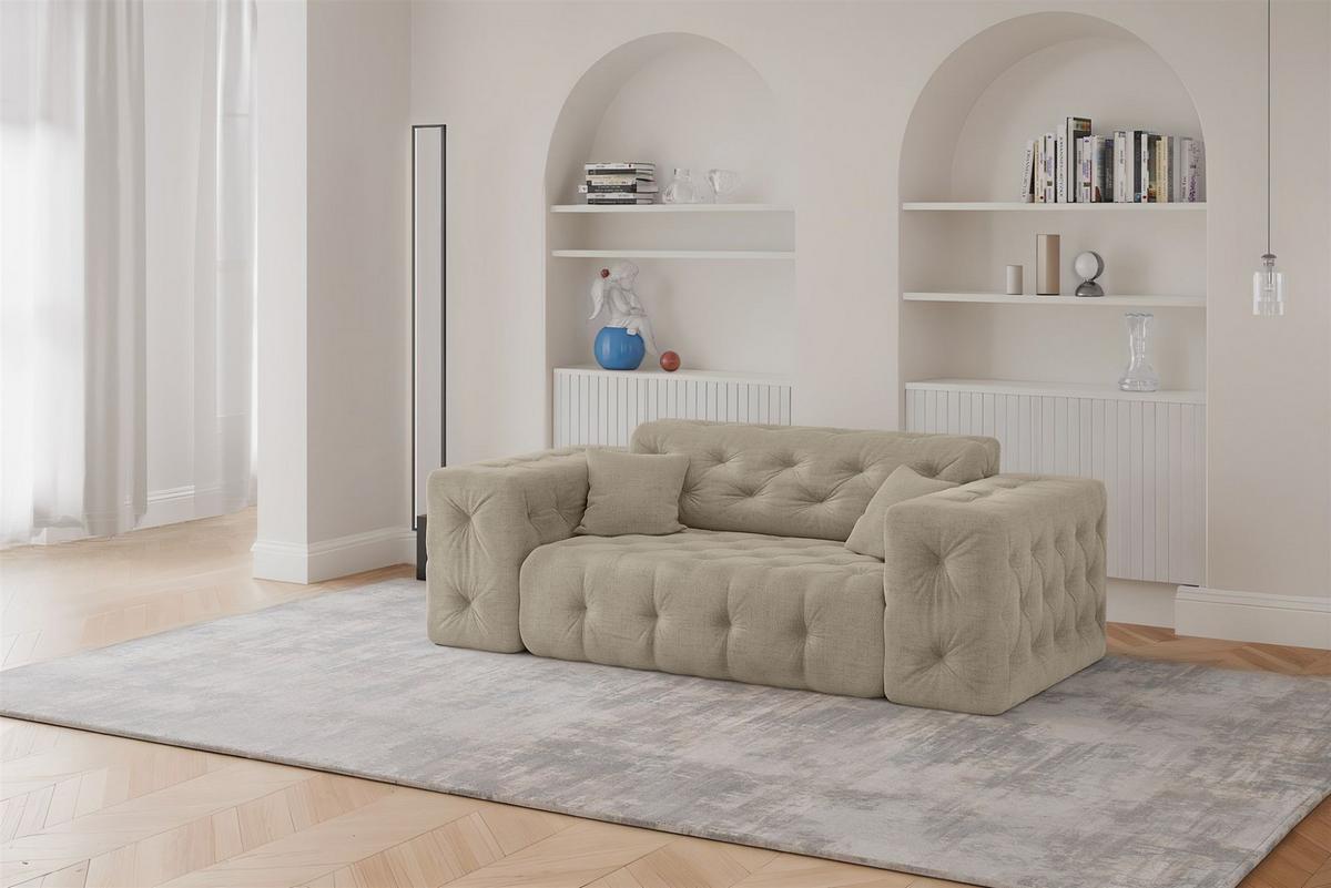 SOFASET Chantal In Moly - Beige, Holzwerkstoff/Textil (186/78/96cm) - Fun Möbel