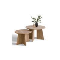 COUCHTISCH-SET MOCHA 2-teilig Ø 75/58 cm rund Nussbaum Royal - Nussbaumfarben, Holzwerkstoff (75/75/47cm) - Lookway