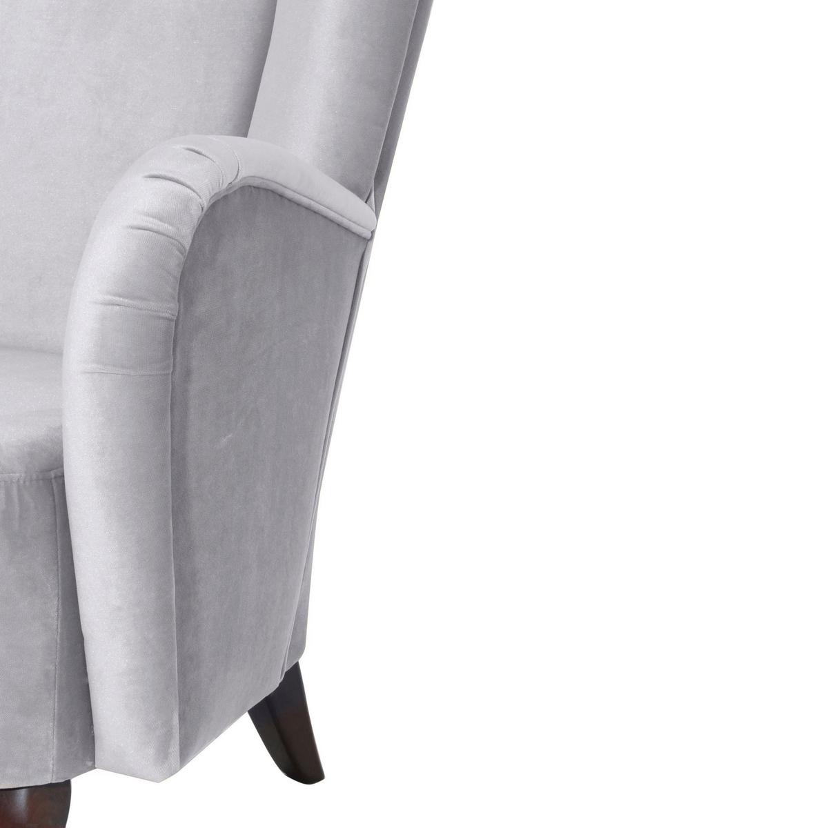 HOCHLEHNSESSEL Kailey Bezug Velourstoff Buche nussbaum dunkel / silber - Grau, Kunststoff (96/122/89cm) - 58aufmkessel
