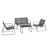 GARTENMÖBEL-SET 4 TLG. Anzi - Grau, Glas/Textil - casa.pro