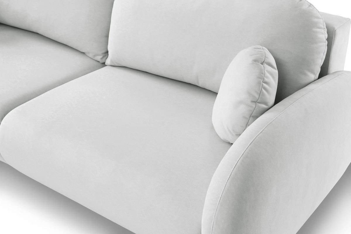 BETTSOFA AGIO Hellgrau Plüsch-Stoff mit Schlaffunktion - Hellgrau, Holz (232/95/109cm) - MASSENO