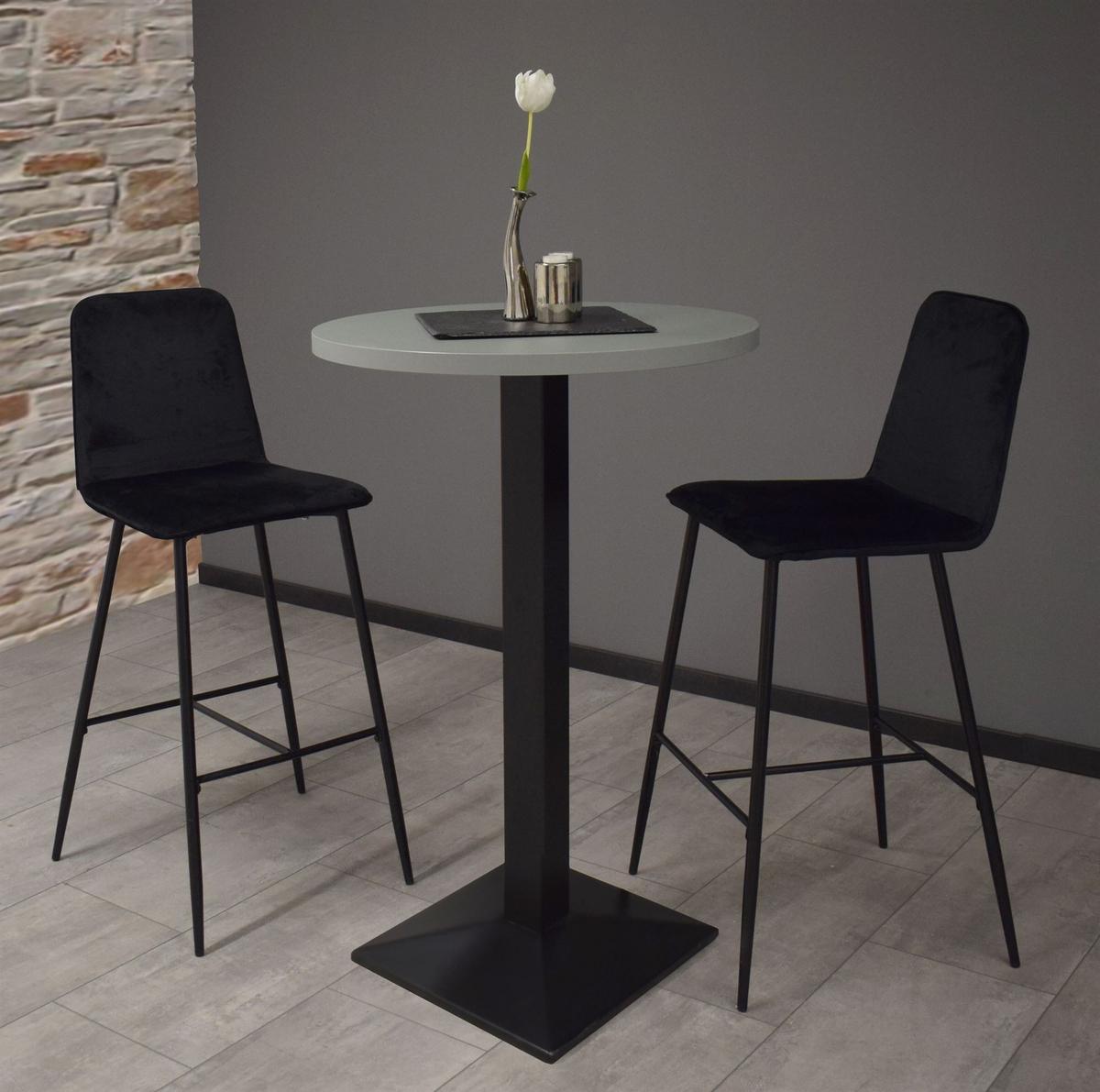 TRESENTISCH rund Eleanore 70 cm schwarz matt/Pinie green matt lack - Grün, Metall (70/70/106cm) - 58aufmkessel