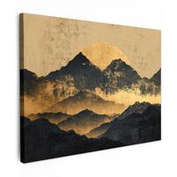 LEINWANDBILD Goldene Berge bei Mondschein Wandbild 40x30 cm - Goldfarben, Textil (40/30cm) - MuchoWow