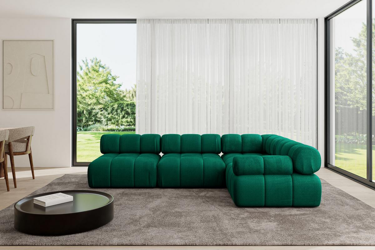 ECKSOFA modulares Sofa Mende-L2 - 285x190x70 cm Dunkelgrün Velours - Dunkelgrün, Holzwerkstoff/Textil (285/190cm) - ALTDECOR