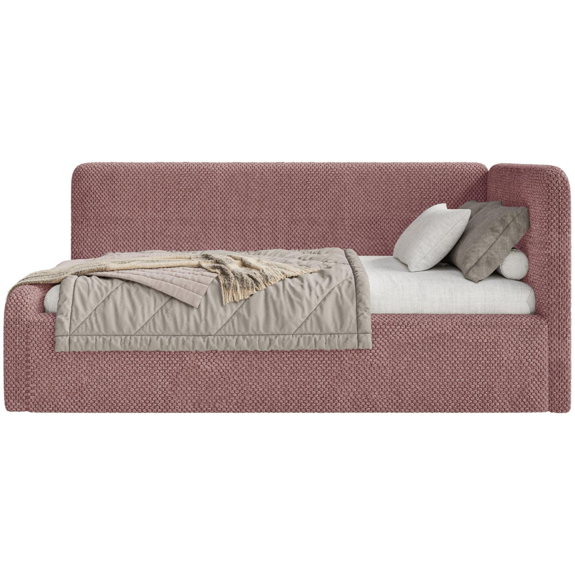 JUGENDBETT Fanko Samt Rosa 90x200 cm - Pink/Schwarz, Kunststoff/Textil (90/200cm) - Selsey