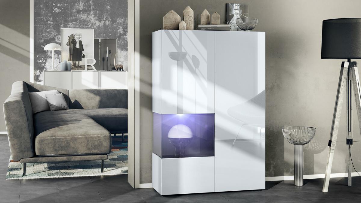 VITRINE Morena Einsatz in Schwarz matt - Schwarz, Holzwerkstoff (91.5/136.5/37cm) - Vladon