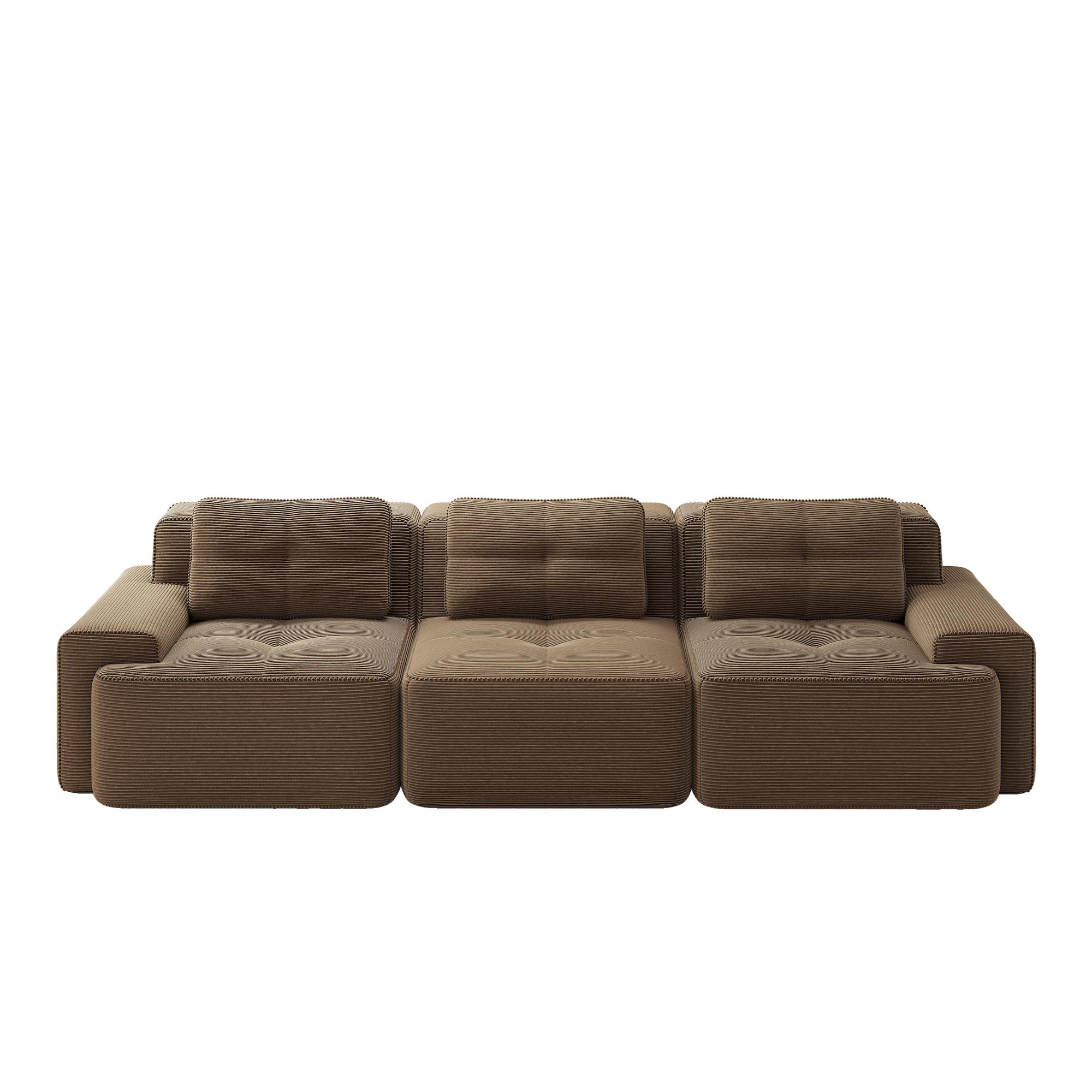 3-SITZER SOFA Modulares Boneless Cloud-Sofa Cord Braun Tiefsitz - Braun, Textil (293/69/104cm) - Urban Meuble