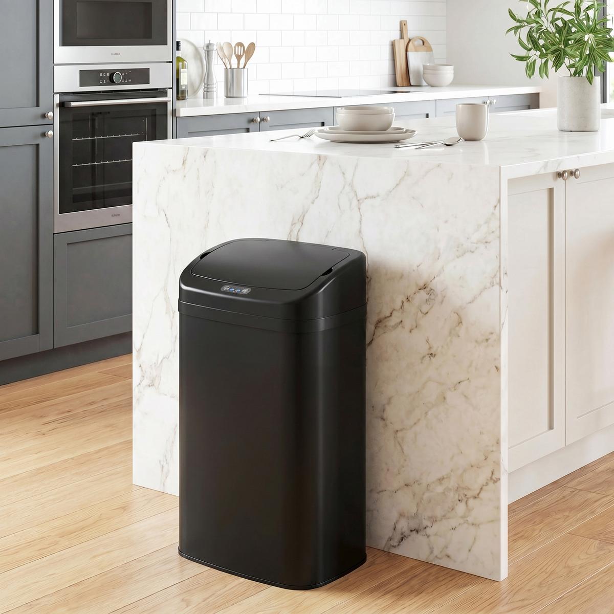 MÜLLEIMER mit Sensor 48L Edelstahl Abfalleimer mit Automatischer Schließfunktion - Schwarz, Metall (25/69/33cm) - HOMCOM