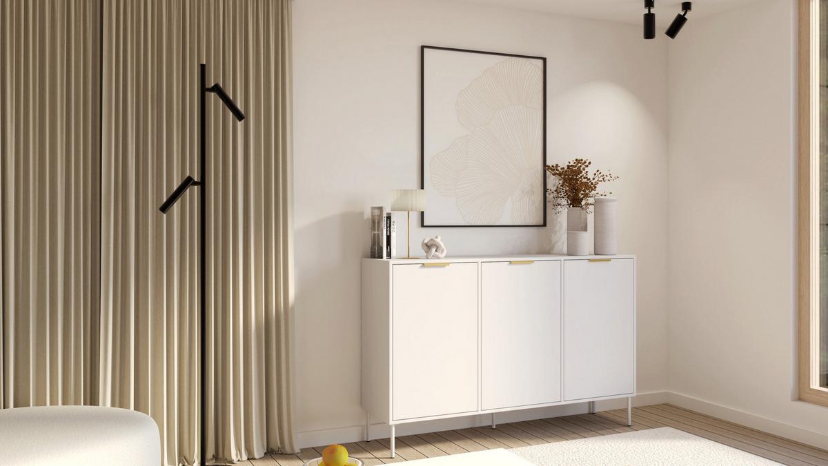 SIDEBOARD Vena Weiß 150 cm - Goldfarben/Weiß, Holzwerkstoff/Kunststoff (150/86/40cm) - Selsey