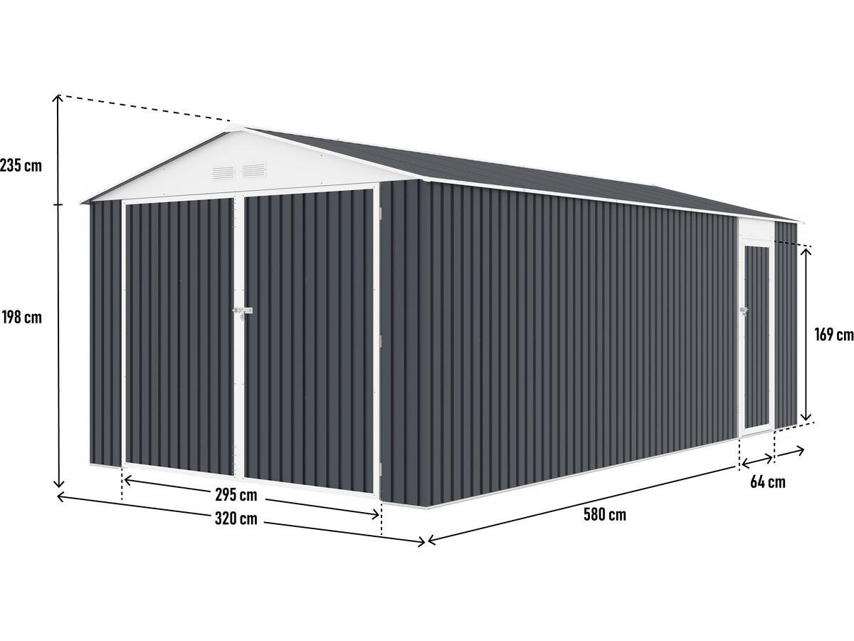 METALL-GARAGE PVC houston - Grau, Metall (570/310/570cm) - Habitat Garten