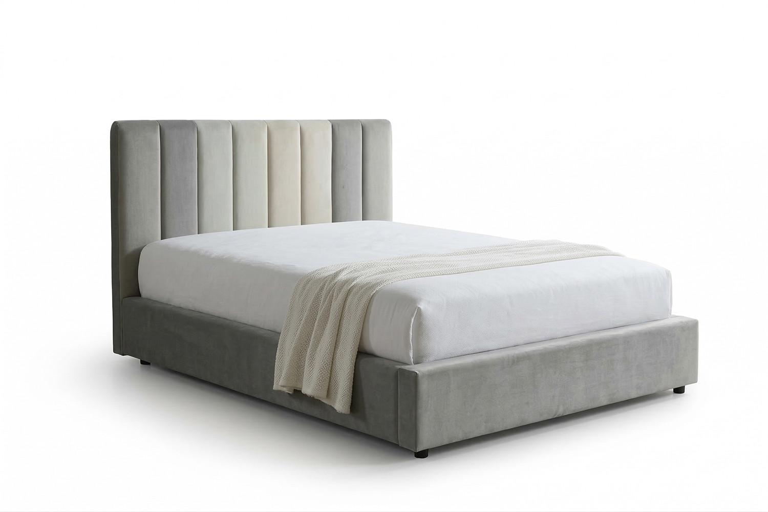 POLSTERBETT CATTURA Grau Velvet - Grau, Textil (140/200cm) - KAWOLA