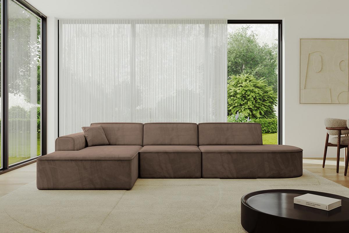 ECKSOFA Ottomane Links IREA-L2-v3 - 327x165x77 cm Braun - Braun, Holzwerkstoff/Textil (327/165cm) - ALTDECOR