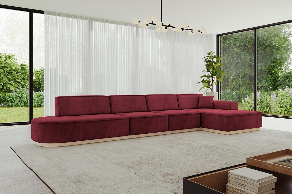 ECKSOFA Ottomane Rechts IREA-L3 - 412x165x80 cm Bordeauxrot - Bordeaux, Holzwerkstoff/Textil (412/165cm) - ALTDECOR