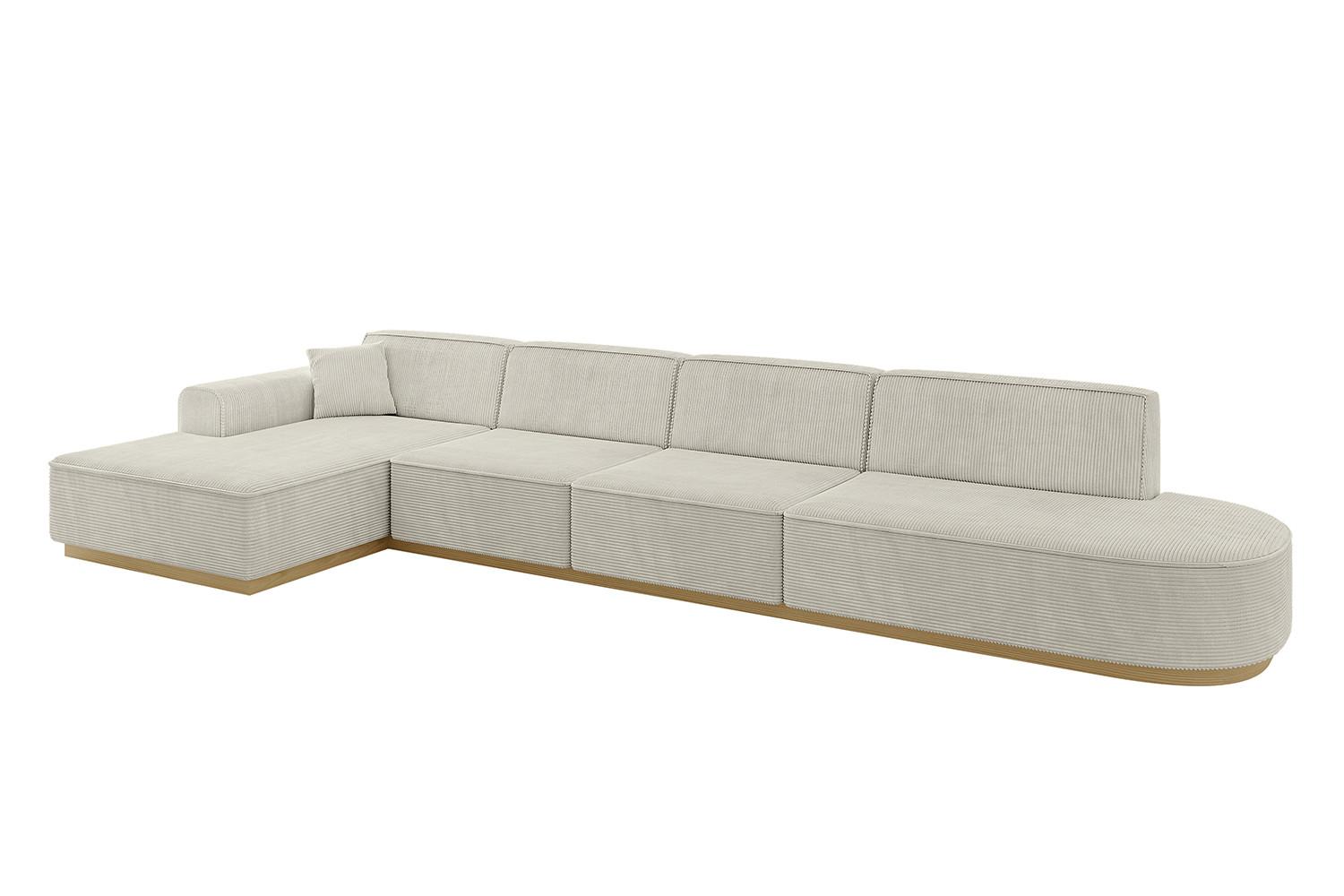 ECKSOFA Ottomane Links IREA-L3-v2 - 412x165x80 cm Creme - Ecru/Creme, Holzwerkstoff/Textil (412/165cm) - ALTDECOR