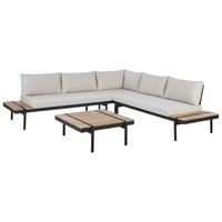 LOUNGE-SET 5-Sitzer Weiß Bellariva - Hellbraun/Schwarz, Holz - Beliani
