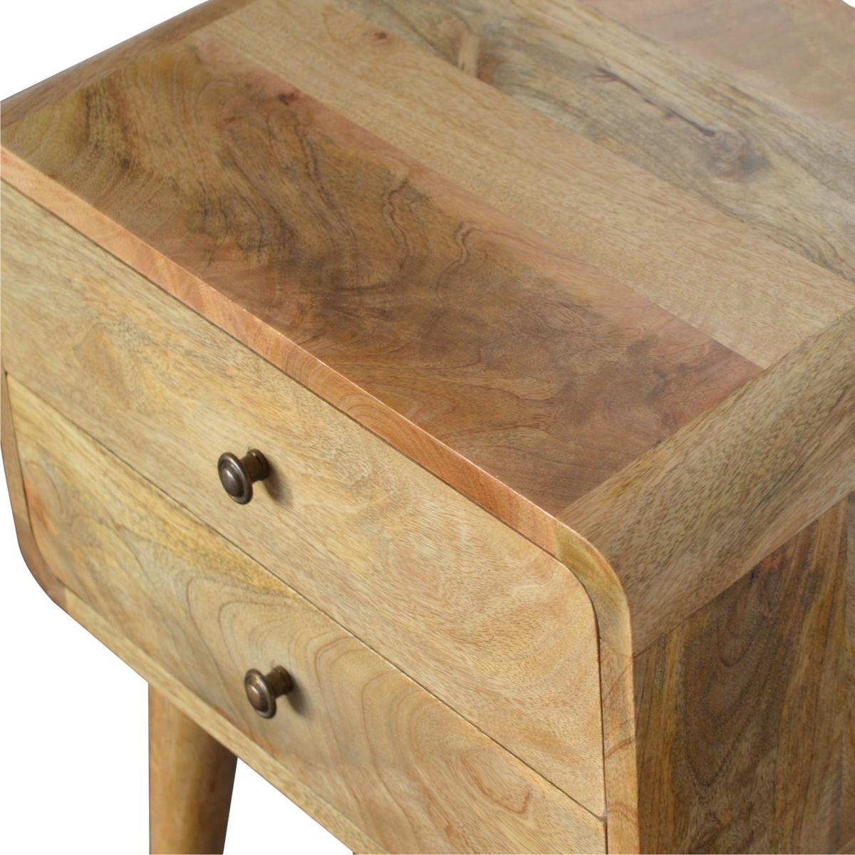 NACHTTISCH mit 2 Schubladen, Beige - Messingfarben/Braun, Holz/Metall (45/55/35cm) - Artisan Furniture