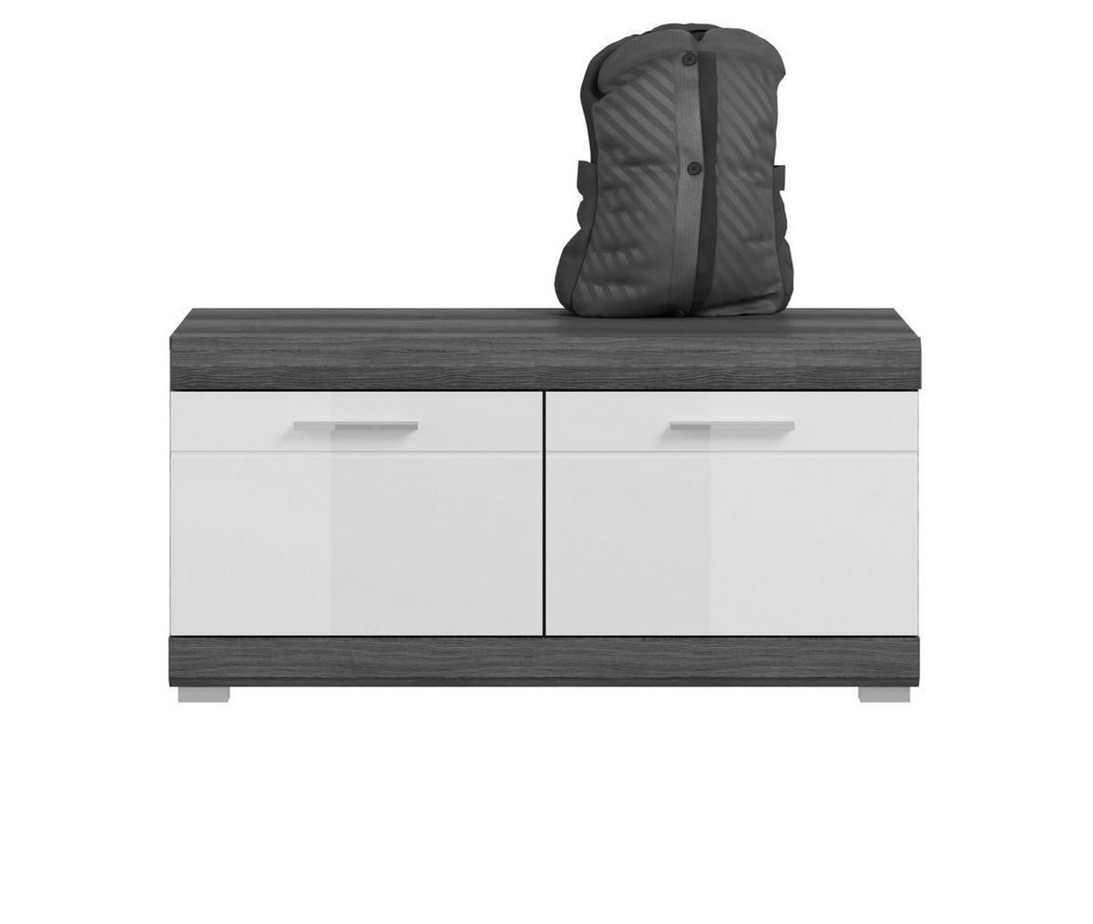 GARDEROBENBANK weiß Hochglanz, Rauchsilber grau, Sitzbank mit 4 Fächern - Chromfarben/Weiß Hochglanz, Holzwerkstoff/Kunststoff (90/44/40cm) - Inn.Furn