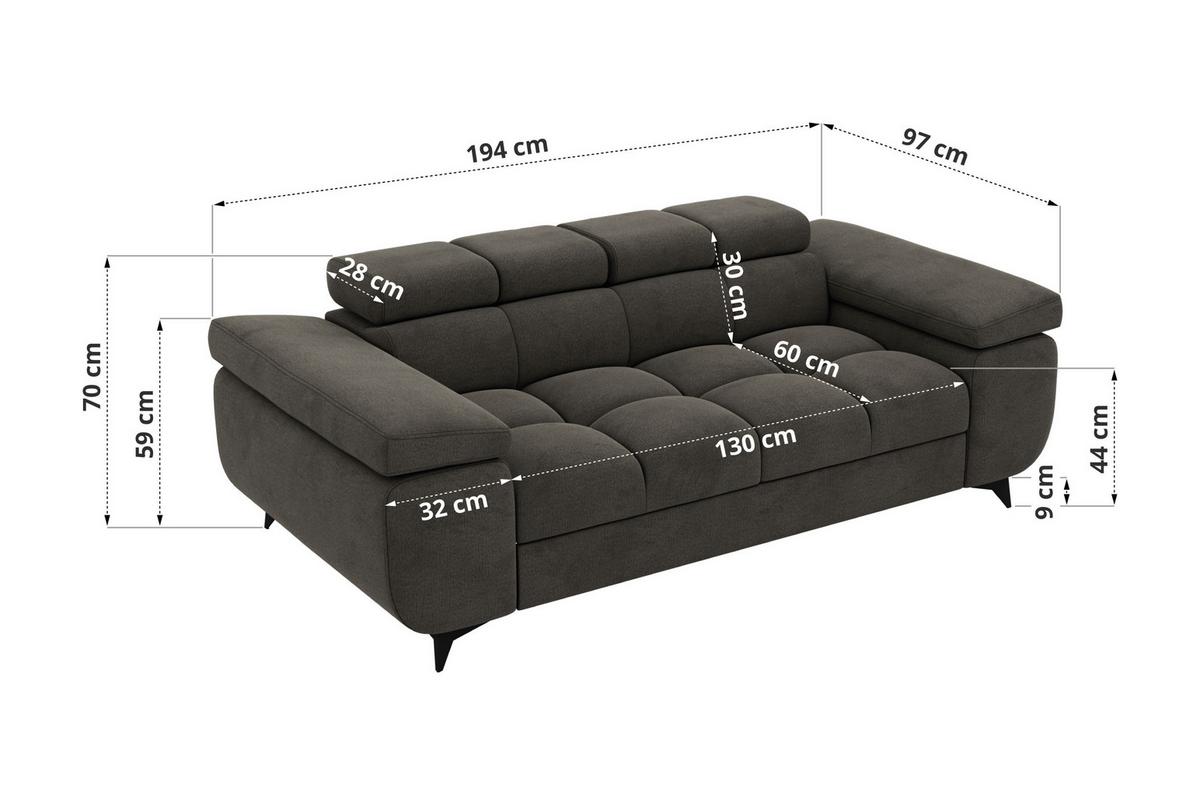 2-SITZER SOFA NIDELLO - Dunkelgrau Velvet - Dunkelgrau/Schwarz, Textil/Metall (194/70/97cm) - MKS