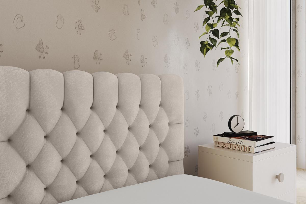 EINZELLBETT Jugendbett mit Bettkasten und Matratze H3/H4, Links - MULY 100x200 Beige - Ecru, Holzwerkstoff/Textil (100/200cm) - ALTDECOR