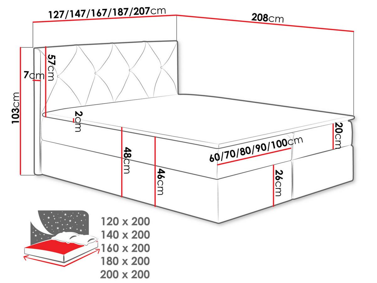 BOXBETT Crystal - H3 - Dunkelblau, Holz (180/200cm) - MIRJAN24