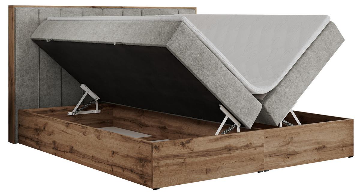 BOXBETT BELLISSIMO 200/200 Hellgrau Struktur - H4 - Hellgrau, Holz/Textil (200/200cm) - MKS