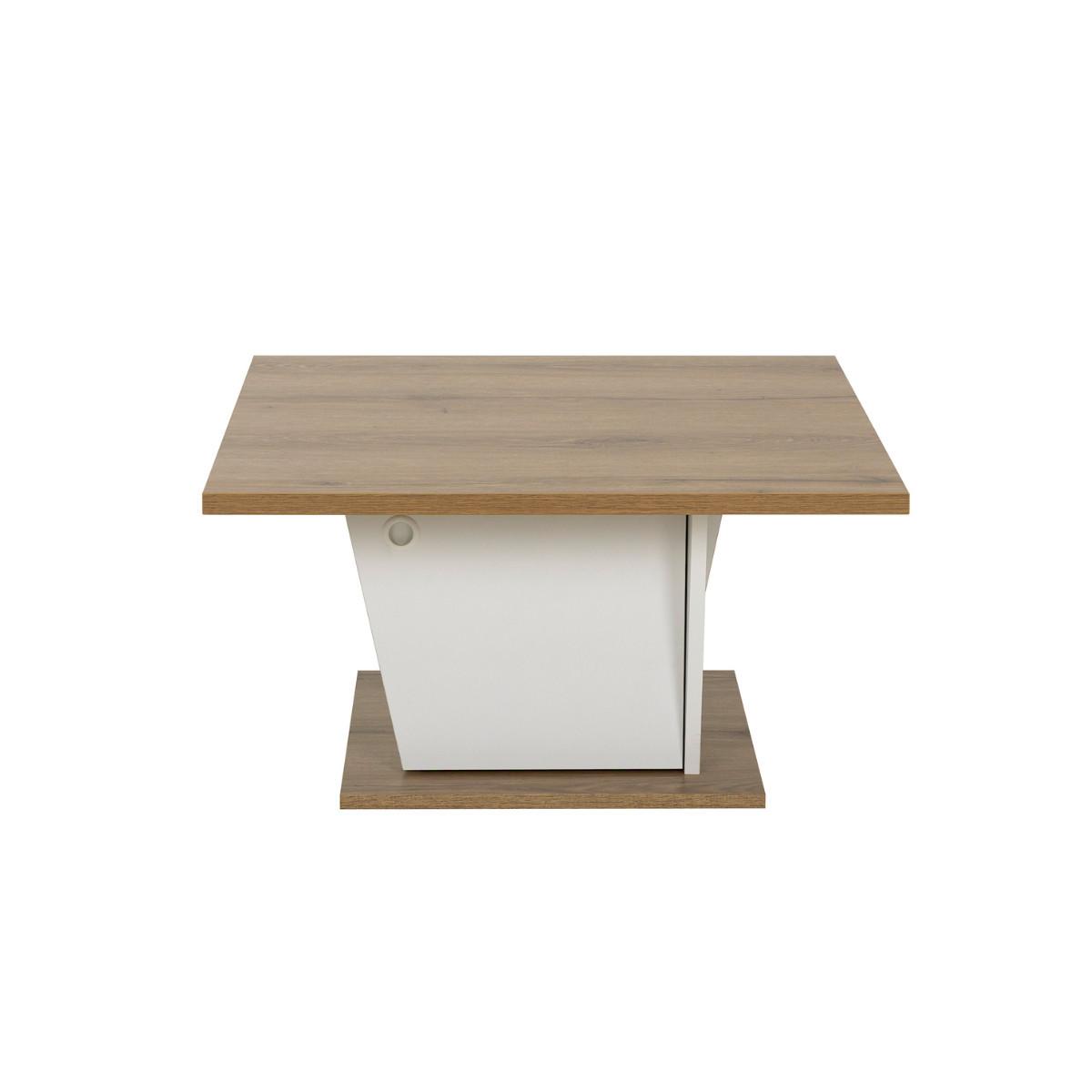 COUCHTISCH Bar Dekor Weiß und Eiche ATOS 69/69/38 cm - Eschefarben, Holzwerkstoff (70.5/69/38cm) - Calicosy