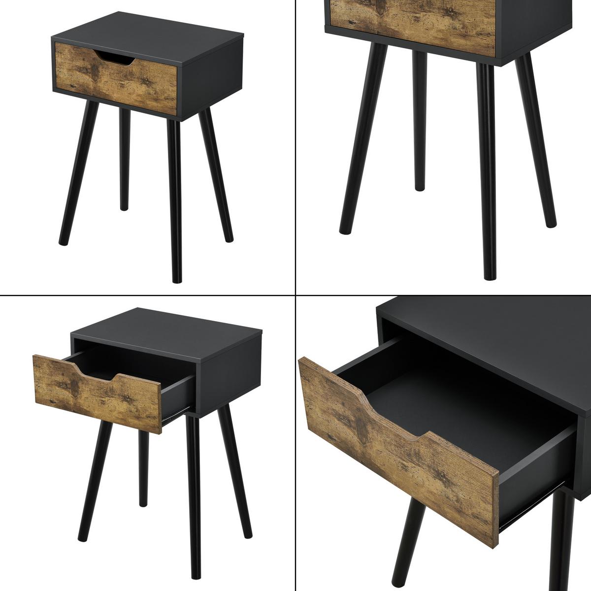 BEISTELLTISCH-SET 2 TLG. Östersund - Dunkelbraun/Schwarz, Holz/Holzwerkstoff (29.5/40/60cm) - [en.casa]