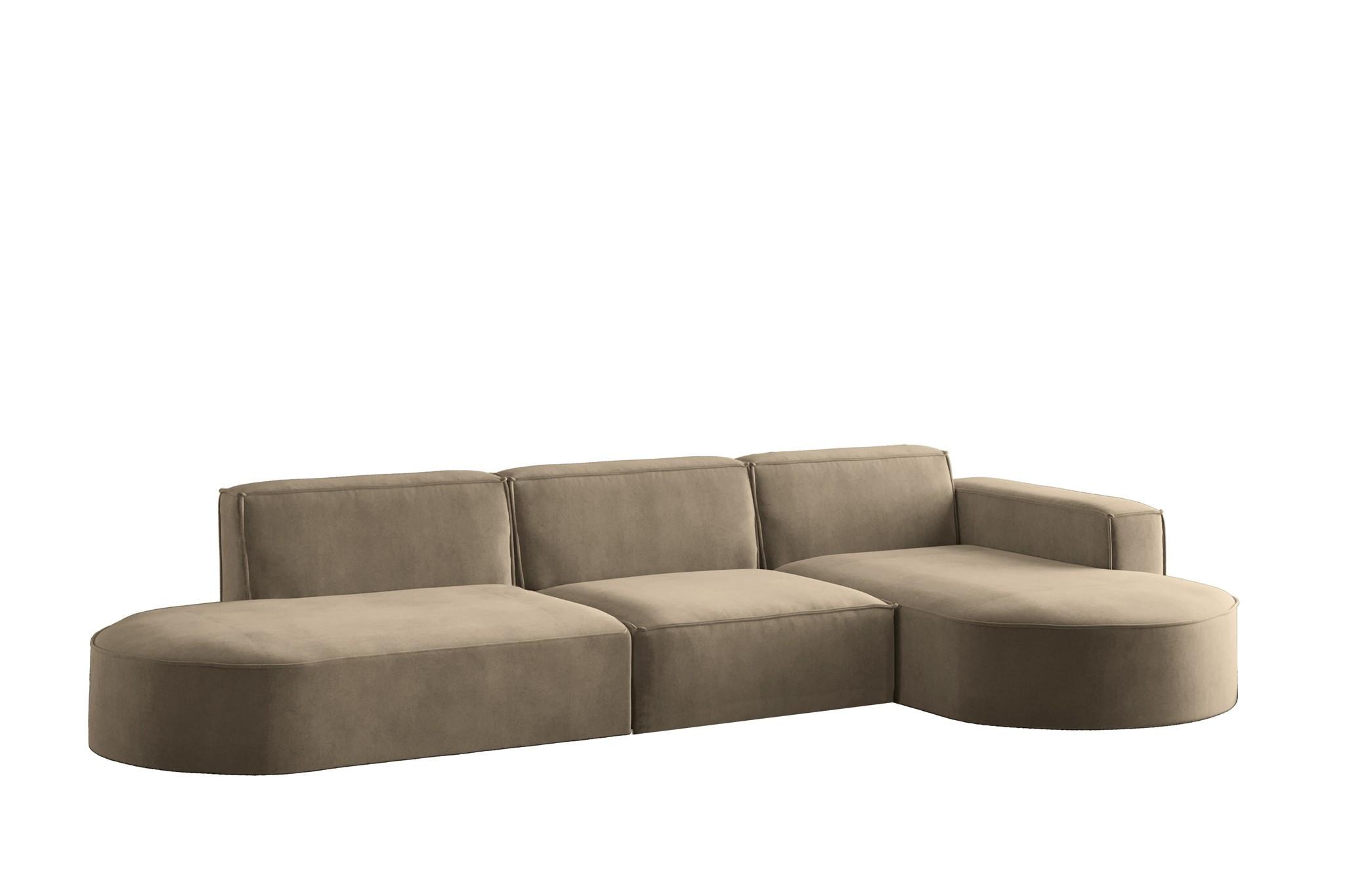 ECKSOFA Palma In Noel - Braun, Holzwerkstoff/Textil (296/165cm) - Fun Möbel