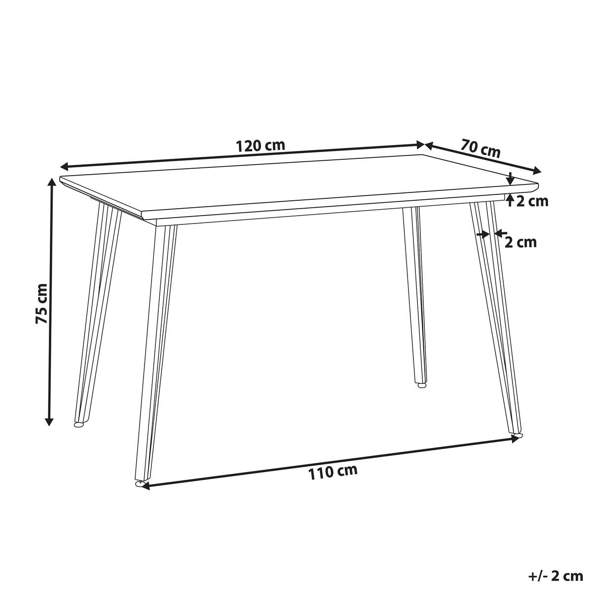ESSTISCH 120/70/75 cm Weiß, Silberfarben Rechteckig Greyton - Weiß, Holzwerkstoff (120/70/75cm) - Beliani